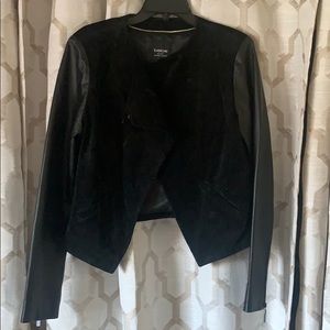 BEBE Leather & Suede Moto Jacket w/ Zipper Sleeve